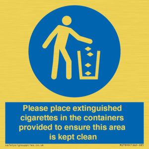 Please place extinguished cigarettes in the containers provided to ensure this area is kept clean